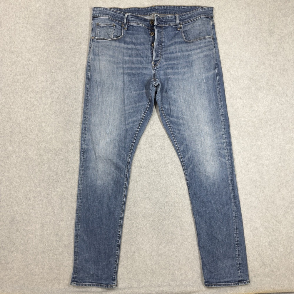 G-STAR Raw 3301 Straight Tapered Jeans Men 40x36 Blue Stretch Denim Faded